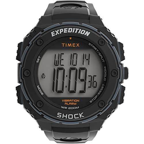 Timex メンズ Expedition Shock XL 振動アラーム 50mm 腕時計  ブラッ...