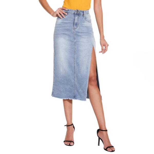 Vipones Jean Skirts for Women Pencil膝の長さデニムフィットスリム...