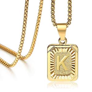 Hermah Gold Plated Square Capital Initial Letter K Charm Pendant Nec 並行輸入｜shop-lemon