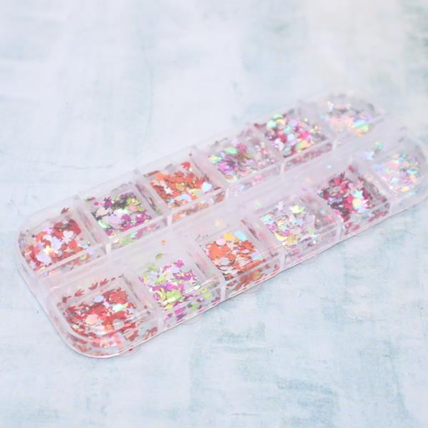 スパンコール( 12種セット ) ハートシェイカー/ホログラム/ハート/ムーン/スター/ヘキサゴン/...