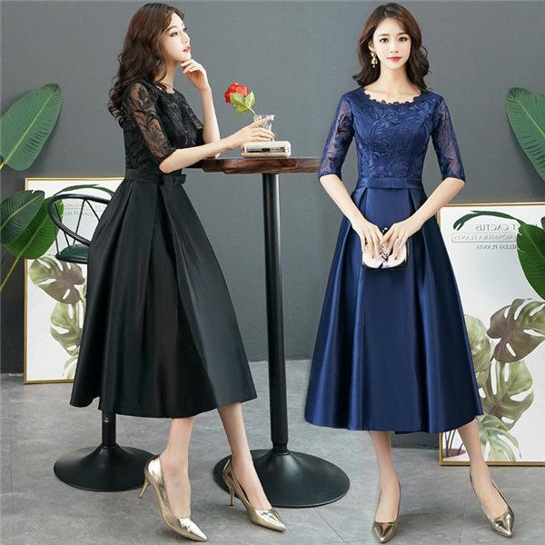 ミモレ丈ドレス 発表会 結婚式  二次会 フォーマル 大人 ピアノ発表会 演奏会