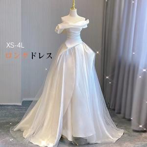 ウェディングドレス5号♡ XS-5L 花嫁 ウェディングドレス ハイウエスト 妊婦もOK 大きいサイズ