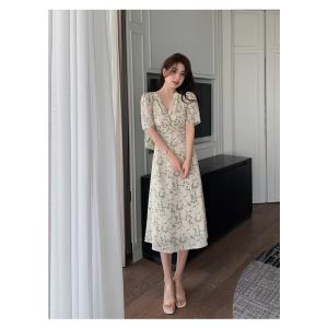 ワンピース 大人可愛い 夏ワンピース Vネック...の詳細画像1