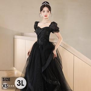 ドレス 大人 羽 刺繍 ポワン袖 ロング丈 ぽっちゃり イブニングドレス