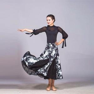 社交ダンス ドレス 練習着 スタンダード パーティー 長袖 フリル 社交