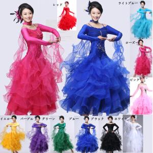 社交ダンスドレス モダンドレス 黒 赤 社交ダンス衣装 社交ダンス 長袖