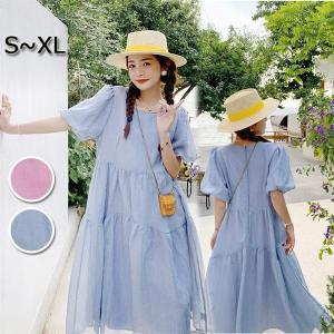 ワンピース 夏ワンピ レディース 袖あり 無地 ...の商品画像