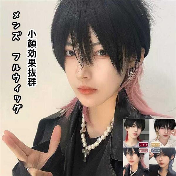 アイドル風 インナーカラー メンズ ウィッグ 紳士 フルウィッグ 前髪あり コスプレ 男装 おしゃれ...