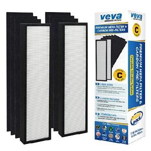 VEVA プレミアム HEPA 交換用フィルター 2パック カーボンプレフィルター6枚入り 空気清浄機AC5000シリーズとフィルターCに対応