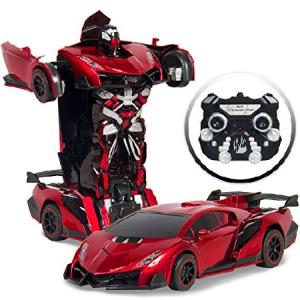 Best Choice Products 1:16スケール 子供用 変身 RCロボット レースカー LEDライト付き レッド