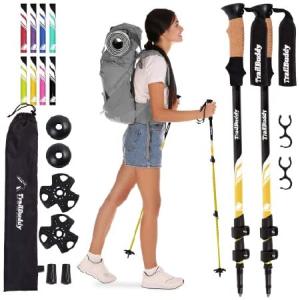 TrailBuddy Lightweight Trekking Poles - 2-pc Pack Adjustable Hiking or Walking Sticks - Strong Aircraft Aluminum - Quick Adjust Flip-Lock - Cork Gri