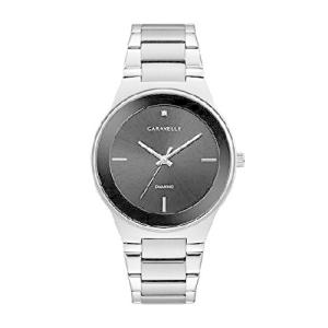 Bulova メンズ カラベル モダン クォーツ ウォッチ ステンレススチール ダイヤモンド -トーン  銀 シルバートーン/ブラック ダイヤル ステン