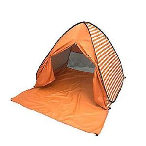 YBK Tech 新しいストライプパターン ワンタッチテント ビーチテント カーテン付き 2-3人用 日よけ サンシェードテント UVカット アウトドア キャンプ