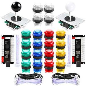 Hikig 2 Player LED Arcade Games DIY Parts Kit 2X USB Encoders + 2X Arcade Joysticks + 20x LED Arcade Buttons for Raspberry Pi and Windows