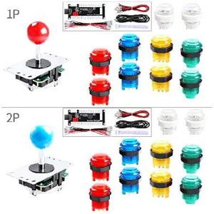 Hikig 2-Player LED DIY Arcade Kit for PC, MAME, Raspberry Pi 2X Zero Delay USB Encoder + 2X Arcade Joystick + 20x LED Arcade Buttons - Mixed Xbox 360