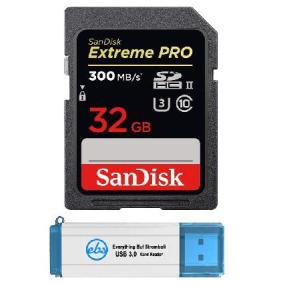SanDisk Extreme Pro SD Card 32GB UHS-II for Fujifilm Camera Works with X-T4, X-Pro3 Camera  U3 Class 10 300MB/s Bundle with  Ev