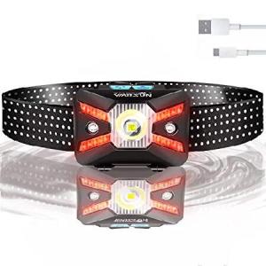WARSUN LEDヘッドランプ 充電式ヘッドランプ 懐中電灯 大人用 電子レンジセンサーヘッドランプ 防水 誘導ヘッドランプ アウトドア キャンプ ハイキング サイクリ