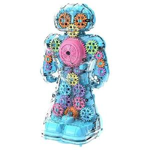 amleso カラフルな電気ギアロボットおもちゃ幼児のための透明なギア電気おもちゃ, 青