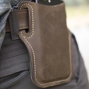 レザー調スマホケース ウエストポーチ ベルトホルダー縦型