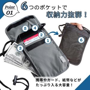 パスポートケース 首下げ スキミング防止 ポー...の詳細画像1