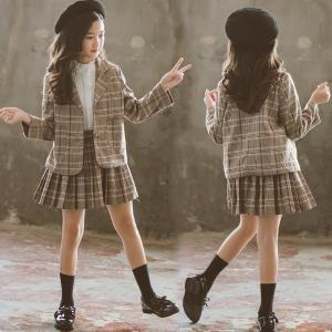 即納 スーツ 入学式 女の子 フォーマルスーツ チェック柄 子供服 セットアップ スカートセット プリーツスカート キッズ ジャケット 子供スーツ 卒業式