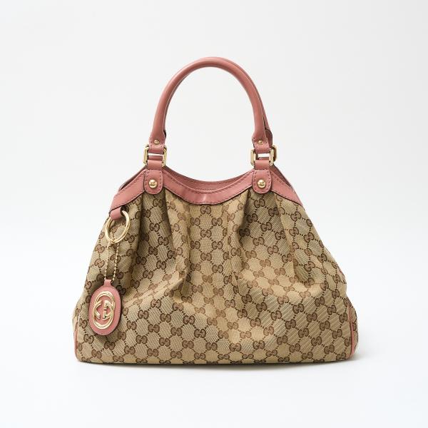 GUCCI グッチ スーキー ハンドバッグ 211944 トートバッグ GGキャンバス×レザー ベー...