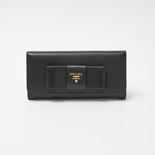 PRADA SAFFIANO FIOCCO 長財布 1MH132 サフィアーノレザー ブラック×ゴー...