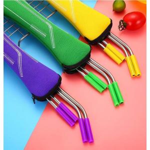 ストロー 携帯用 個人用 清掃ブラシ付き イエロー・グリーン・ブルー・レッド