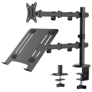 WORLDLIFT モニターアーム 2in1 ノートパソコンアーム 2画面 デュアル 17-32インチ対応 耐荷重9kg 17インチまでのノ