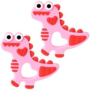 NPET アニマルの歯がため 赤ちゃん おしゃれ ディノサウルス 天然ゴム かわいい ピンク ２PCS …｜shop-nw