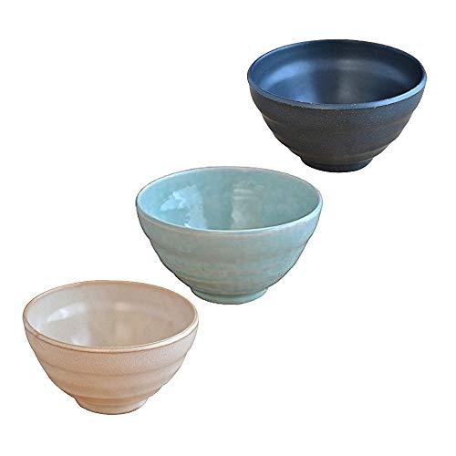 テーブルウェアイースト 陶器 やすらぎめし碗 茶碗 3色1個ずつセット 和のうつわ 11.9cm