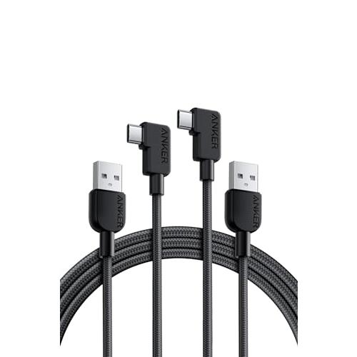 Anker USB-C ＆ USB-A ケーブル (L字, 高耐久ナイロン) 1.8m 15W US...