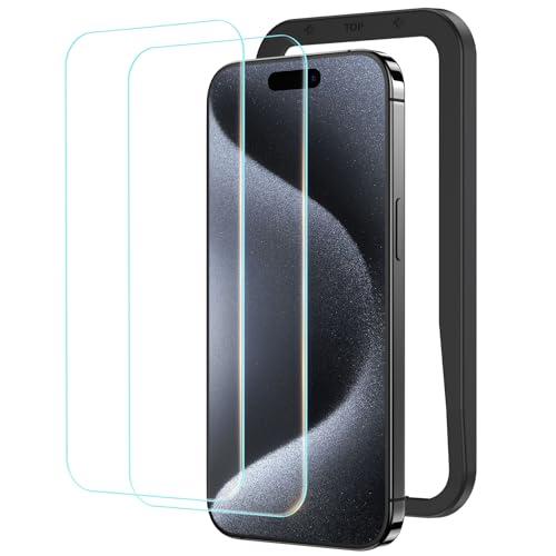 NIMASO ガラスフィルム iPhone15ProMax用 強化ガラス 保護フィルム ガイド枠付き...