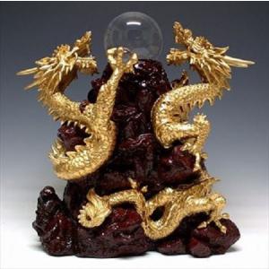 天然水晶 彫刻品 風水置物 龍と水晶球 1527g 風水龍 双龍 (特大) 高さ42cm 置物溶解水晶 2個付き : Shop-phoenix