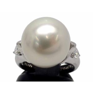 南洋真珠 ダイヤモンドリング Pt900 12.9g 9.5号　Jewelry South Sea Pearl 13.2mm Dia0.246ct 0.215ct Ring　　｜shop-sakae
