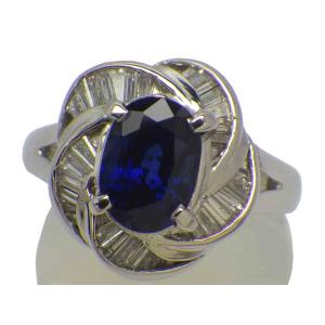 サファイア ダイヤモンドリング Pt900 7.7g 14号 GRJソーティング付き　Jewelry Sapphire1.84ct Dia0.37ct Ring｜shop-sakae