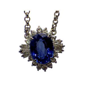 スリランカ産サファイア ダイヤモンドネックレス Pt900/850 9.3g GIA鑑別書付き　Jewelry SriLanka Sapphire2.77ct Dia0.50ct Necklace｜shop-sakae