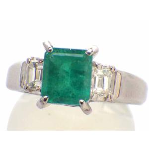 エメラルド ダイヤモンドリング Pt900 5.3g 12.5号 GRJソーティング付き　Jewelry Emerald1.05ct Dia0.31ct Ring｜shop-sakae