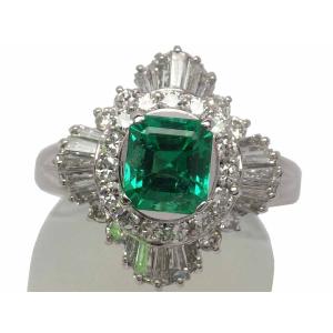 エメラルド ダイヤモンドリング Pt900 8.1g 13号 GRJソーティング付き　Jewelry Emerald0.90ct Dia0.96ct Ring｜shop-sakae