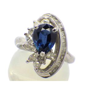 サファイア ダイヤモンドリング Pt900 8.0g 7号 鑑別書付き　Jewelry Sapphire1.77ct Dia0.75ct Ring　｜shop-sakae