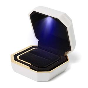 Rolin Roly 指輪ケース リングケース 八角形 オシャレ LED ライト 指輪入れ ギフトケース リング ピアス ディスプレイ プロポーズ用