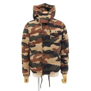 モンクレール MONCLER カモフラ 迷彩 フード ダウンジャケット ブラウン グリーン系 L RFID(QRコード) レア メンズ 本物保証 美品