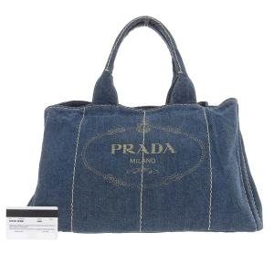 プラダ PRADA カナパトート ラージ GM ハンドバッグ トートバッグ デニム 青 ブルー B1...