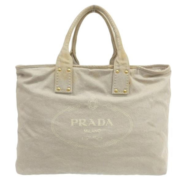 プラダ ロゴ トートバッグ キャンバス ベージュ BN1872 本物保証 PRADA カナパ ハンド...