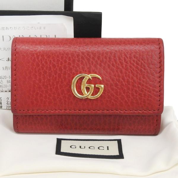 グッチ GUCCI GGマーモント キーケース 456118 2149 鍵入れ 6本用 レザー レッ...