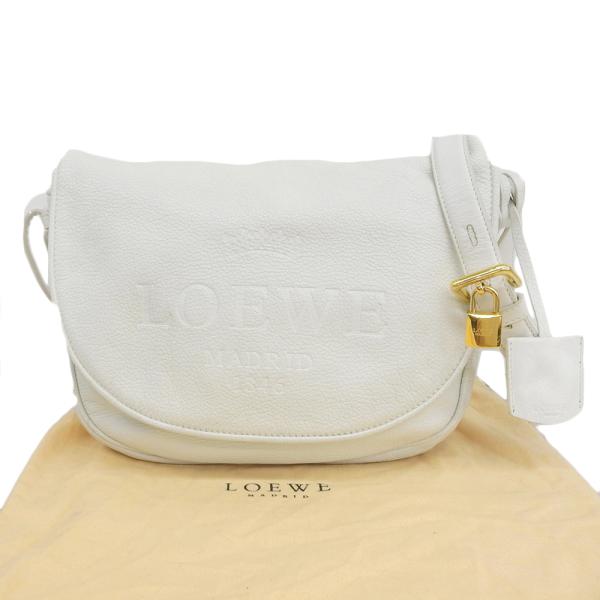ロエベ LOEWE ヘリテージ 斜め掛け ショルダーバッグ レザー ホワイト 本物保証 布袋付