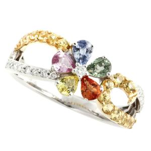 新品同様 ジュエリーマキ フラワー 花 リング 指輪 K18イエロー