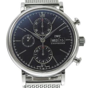 IWC ポートフィノ メンズ 自動巻き オートマ 腕時計 クロノグラフ デイデイト 黒文字盤 IW3...