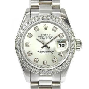 ロレックス ROLEX デイトジャスト26 179136G K番 ベゼル 10Pダイヤ アイスブルー文字盤 Pt950 約128.2g OH済 本物保証 保付 新品同様