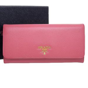 良品 PRADA プラダ サフィアーノレザー リボンモチーフ ラウンドファスナー ロングウォレット 長財布 レッド レディース 古着 中古 USED PRADA（プラダ） 良品 サフィアーノレザー リボンモチーフ ラウンド